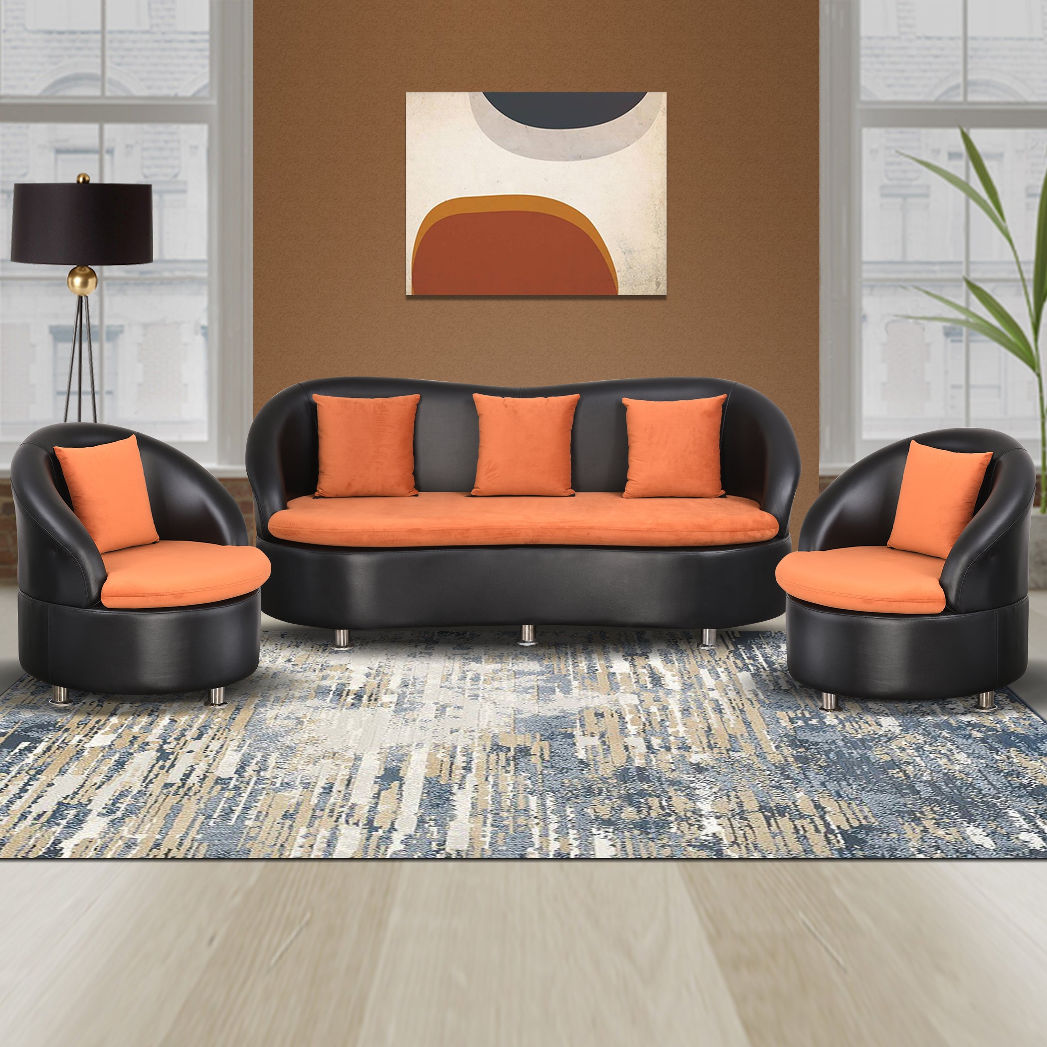 Moon BlackOrange 3S Sofa by Zorin Zorin